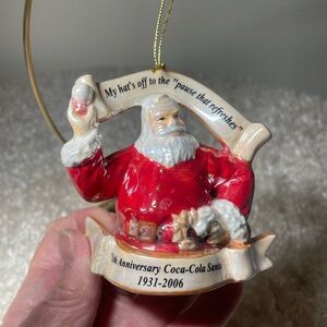 2006 Coca-Cola 75th Anniversary Santa Porcelain Christmas Ornament